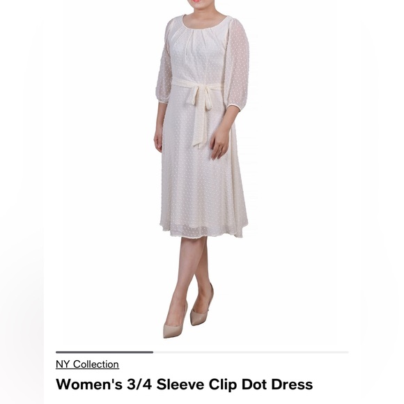 New off white dress plus size long sleeve textured - Picture 3 of 5